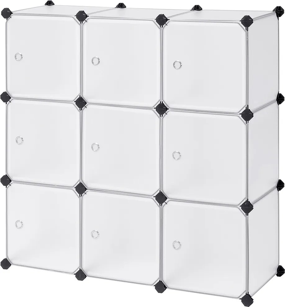 Guarda Roupa Modular Armário de plástico com 9 cubos 93 x 31 x 93 cm Branco