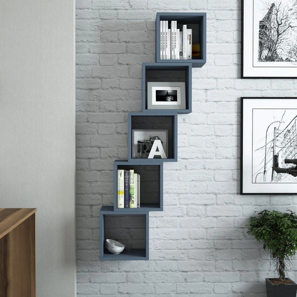 Prateleira de Parede Box – Azul – 30 cm x 24 cm x 30 cm (5 Peças)