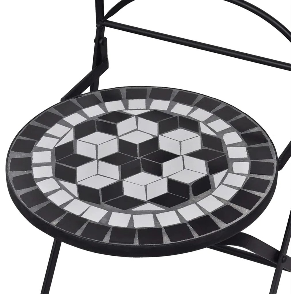 3 pcs conjunto bistro em mosaico azulejos cerâmica preto/branco