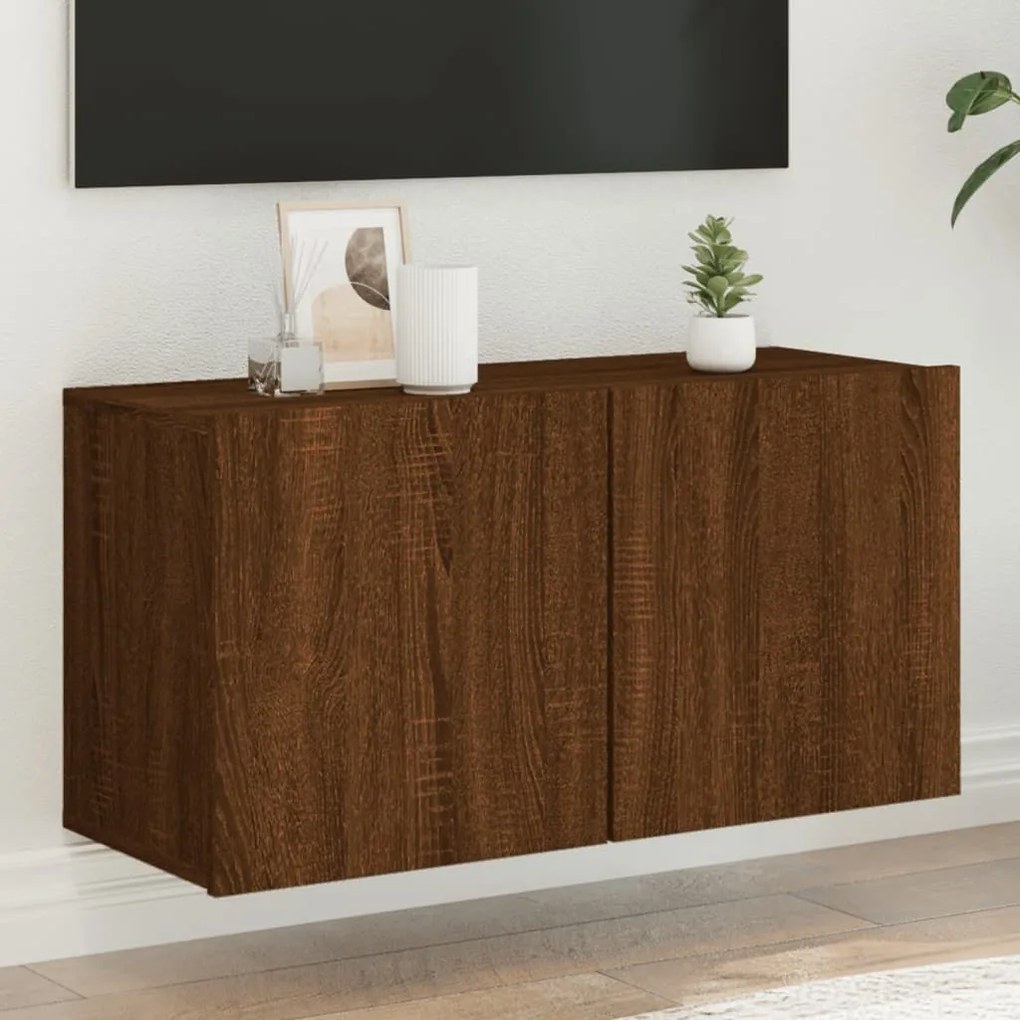 vidaXL Móvel de parede para TV 80x30x41 cm carvalho castanho