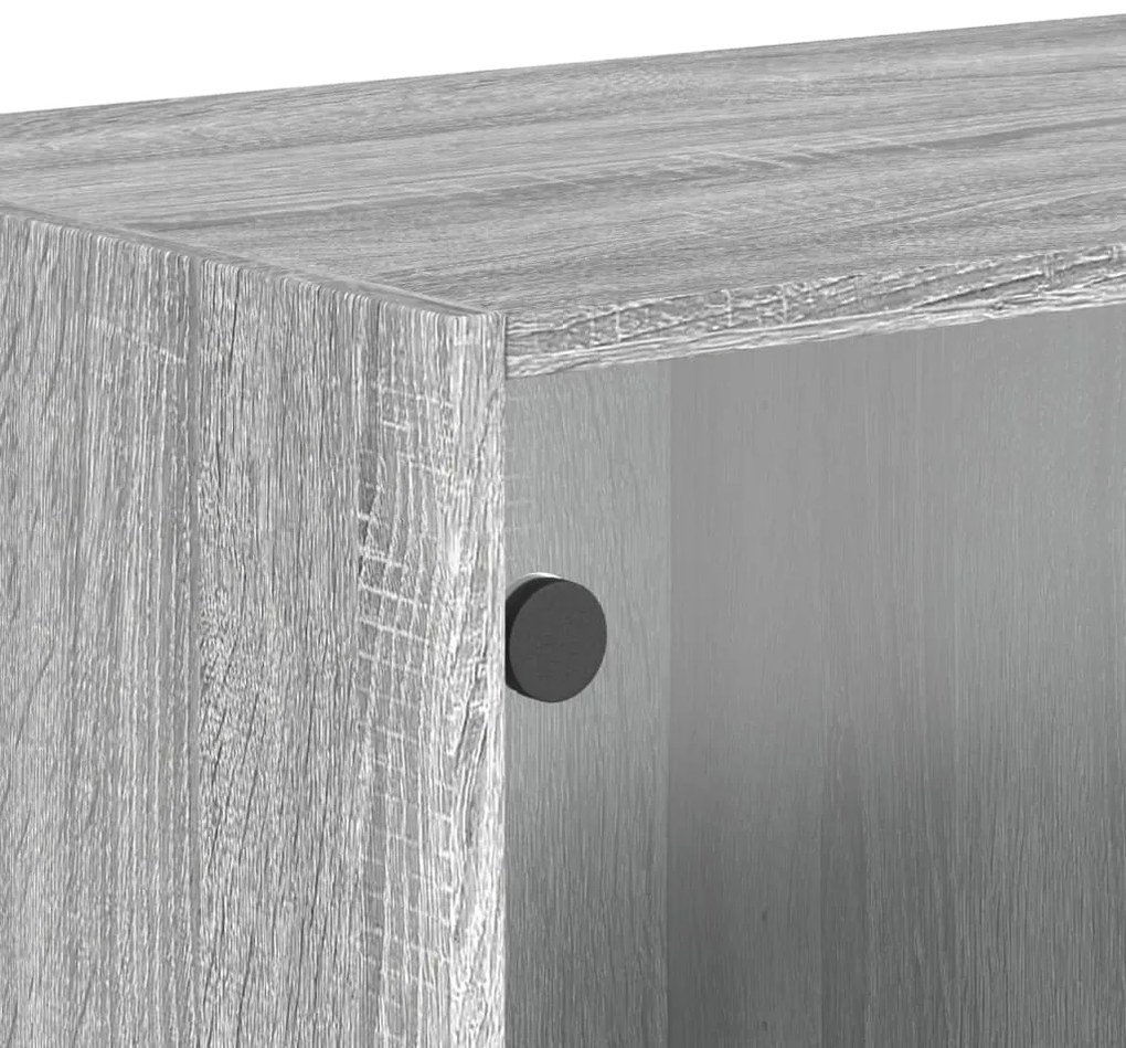 Armário parede c/ porta vidro 2 pcs 68,5x37x35 cm cinza sonoma
