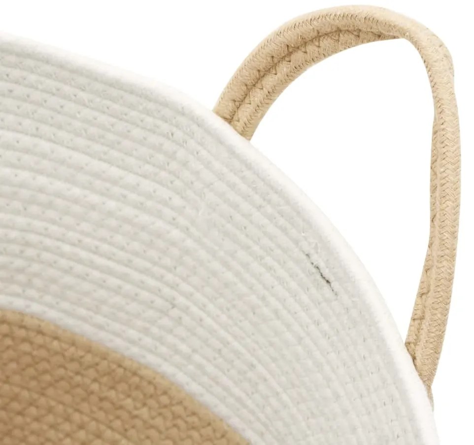 Cesto de arrumação Ø51x33 cm algodão bege e branco