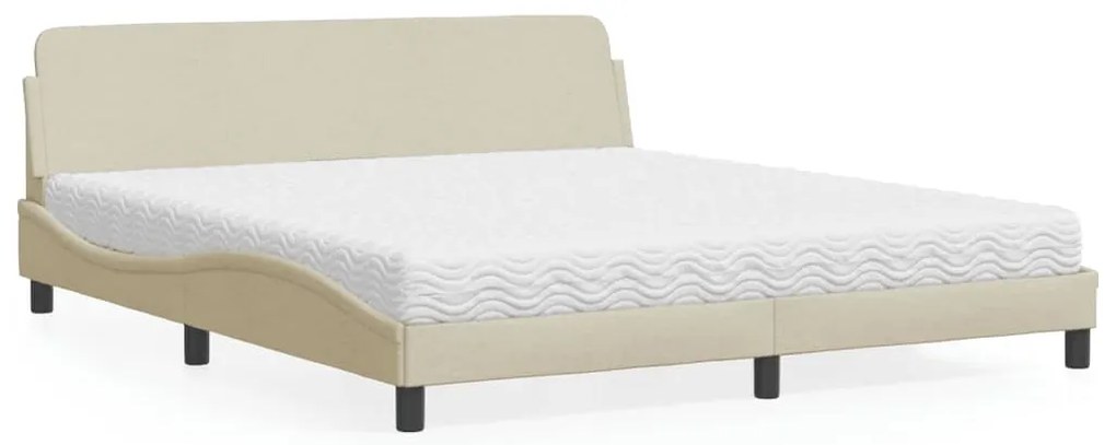 Cama com colchão 180x200 cm tecido cor creme