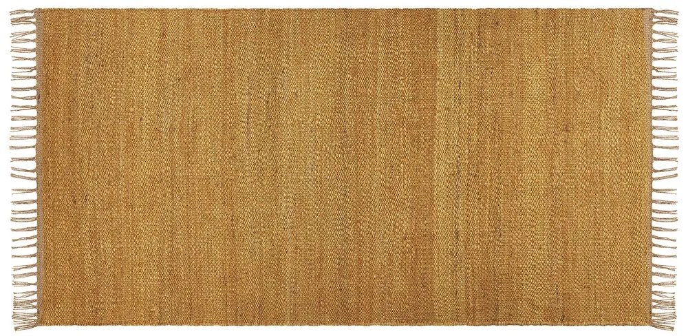 Tapete de juta amarelo mostarda e castanho 80 x 150 cm LUNIA Beliani