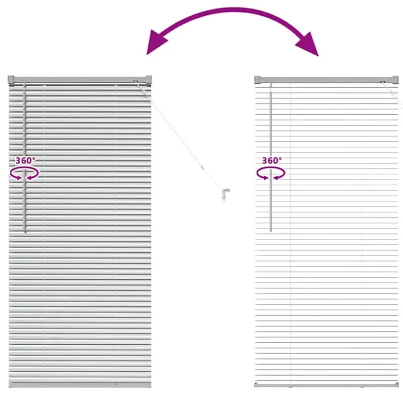 Persiana de Janela com cortinas Manual Prata 80 x 130 cm Alumínio