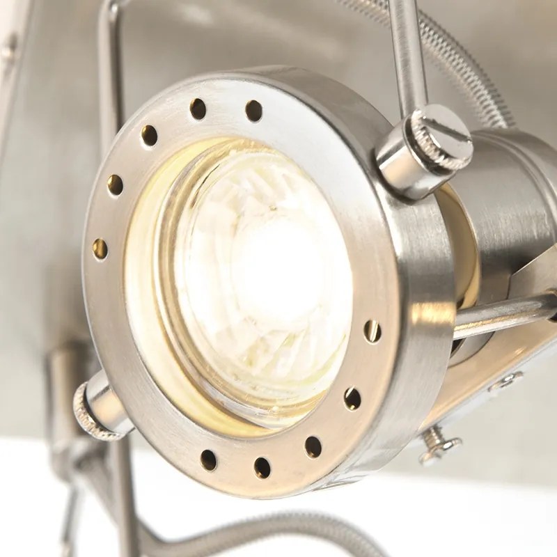 Foco industrial em aço com 4 luzes rotativas e inclináveis - Suplux Industrial,Moderno
