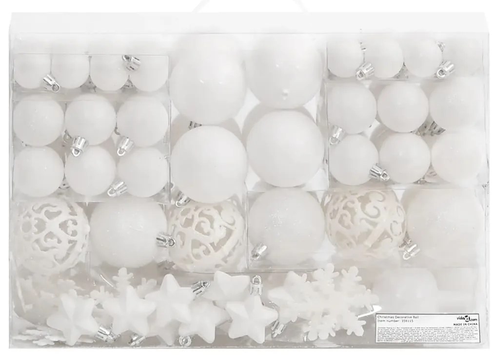 111 pcs conjunto de enfeites de Natal poliestireno branco