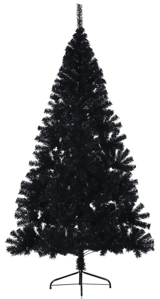 Meia árvore de Natal artificial com suporte 210 cm PVC preto