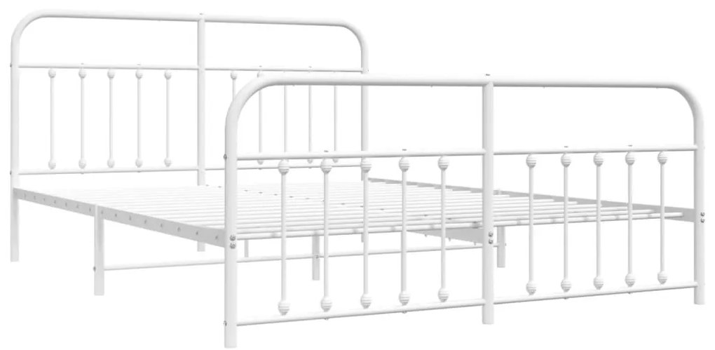 Estrutura de cama com cabeceira e pés 160x200 cm metal branco