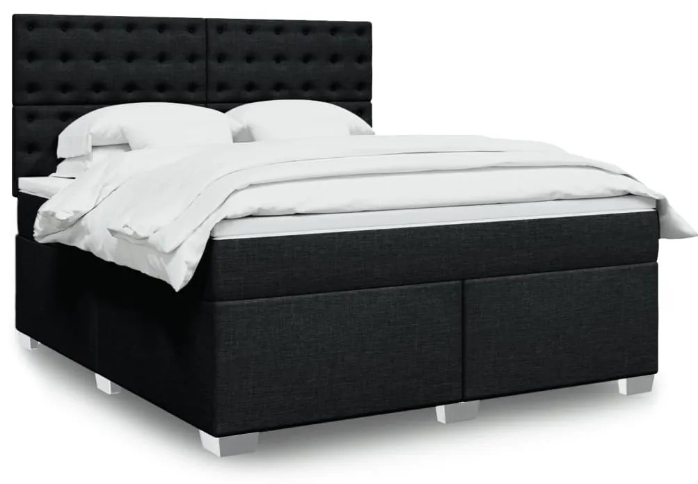 vidaXL Cama com molas/colchão 180x200 cm tecido preto