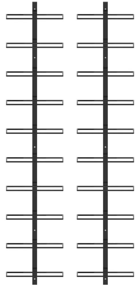 Garrafeiras de parede para 20 garrafas 2 pcs metal preto