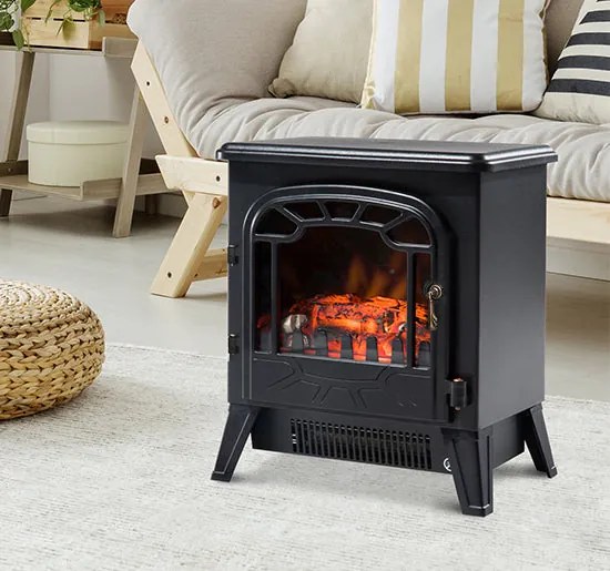 Lareira Elétrica com Termostato Efeito de Chama Realista Potência 900W