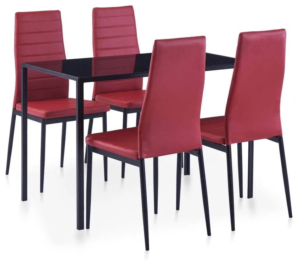 281699 vidaXL Conjunto de jantar 5 pcs vermelho tinto