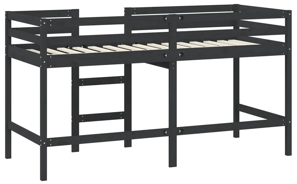 Cama alta p/ criança c/ escada 90x190 cm pinho maciço preto