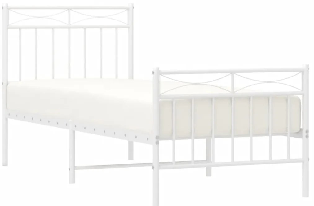 Estrutura de cama com cabeceira e pés 75x190 cm metal branco
