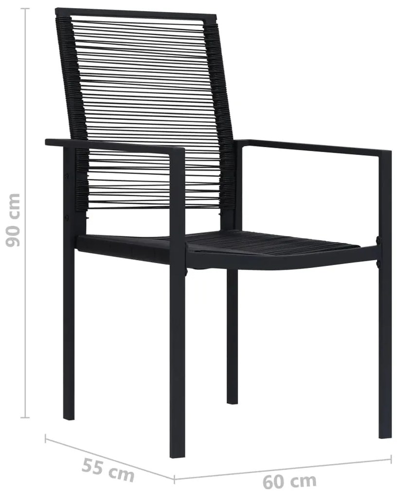 Cadeiras de jardim 2 pcs vime de PVC preto