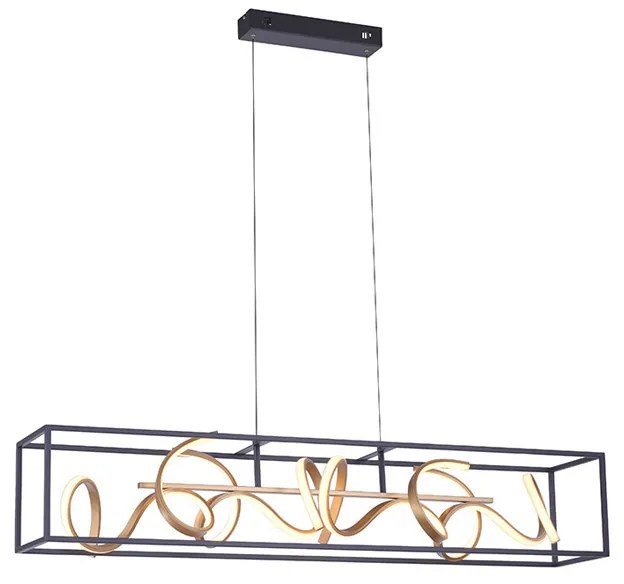 Candeeiro de suspensão design preto com dourado regulável incl. LED - Krisscross Cage Design