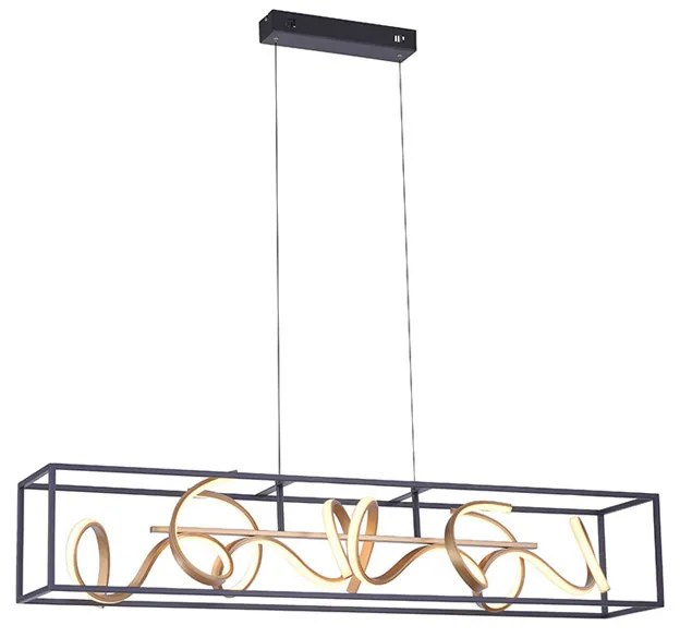 Candeeiro suspenso preto/ouro dimmer LED - KRISSCROSS Design