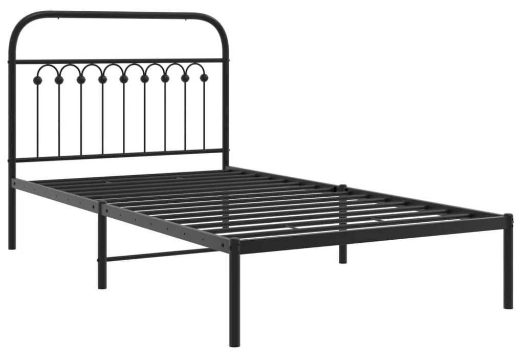 Estrutura de cama com cabeceira 100x200 cm metal preto