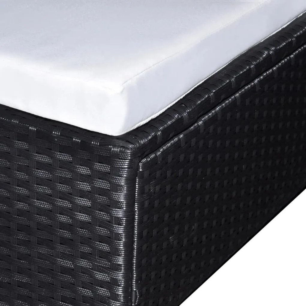 6 pcs conjunto lounge de jardim c/ almofadões vime PE preto