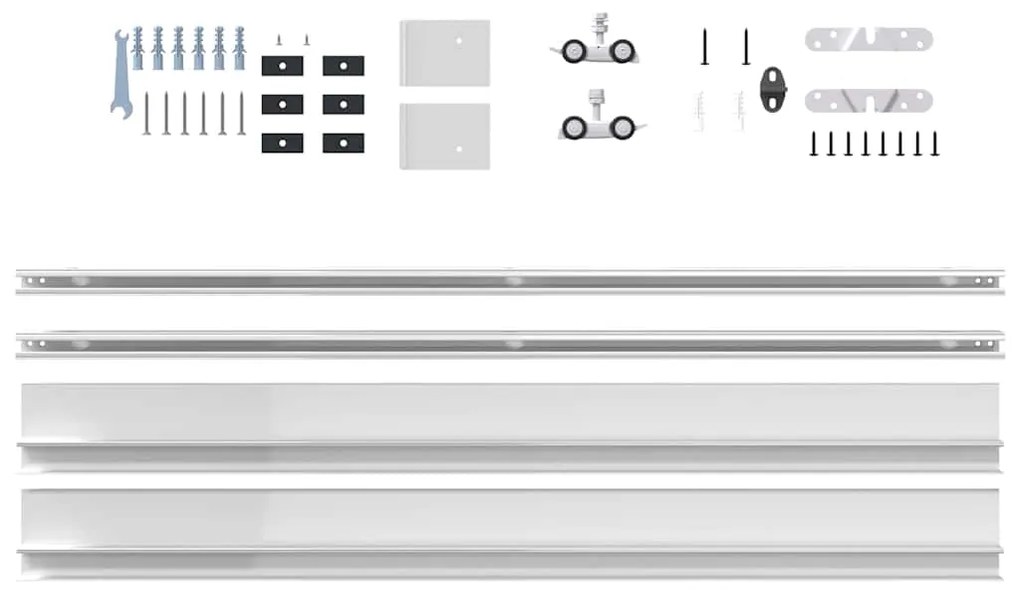 Kit de ferragens para porta de correr tira liga alumínio 200 cm