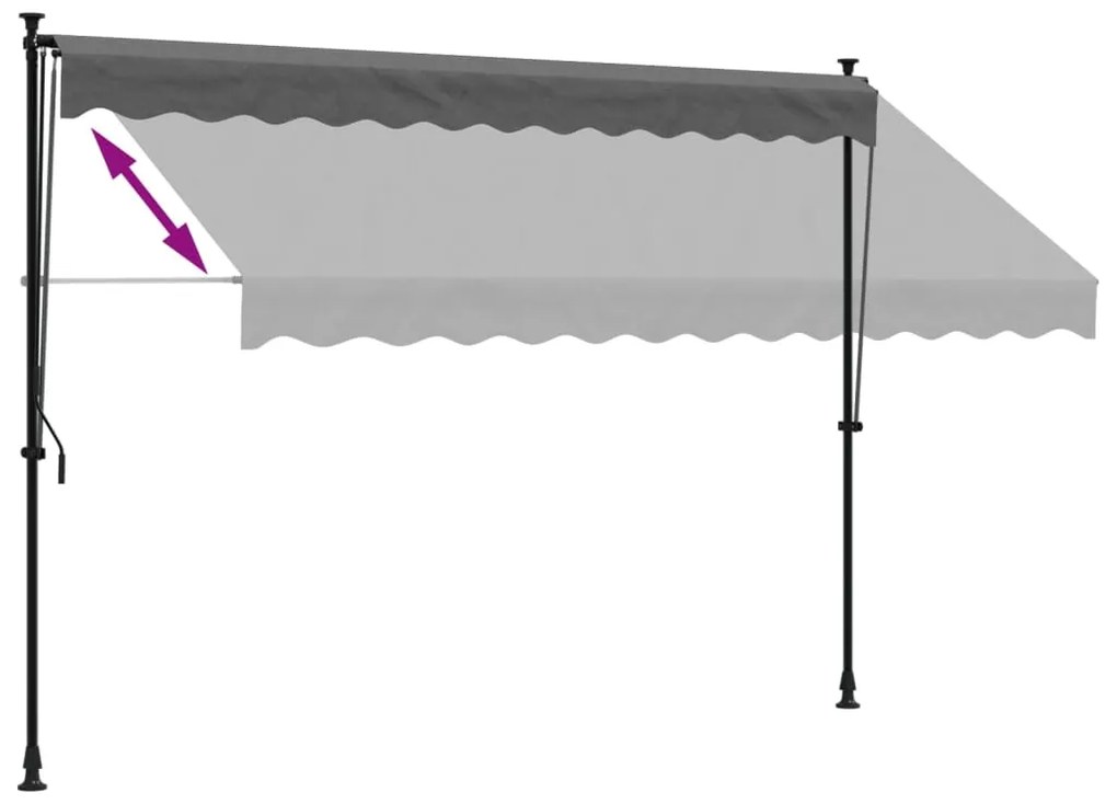 Toldo retrátil 300x150 cm tecido e aço antracite