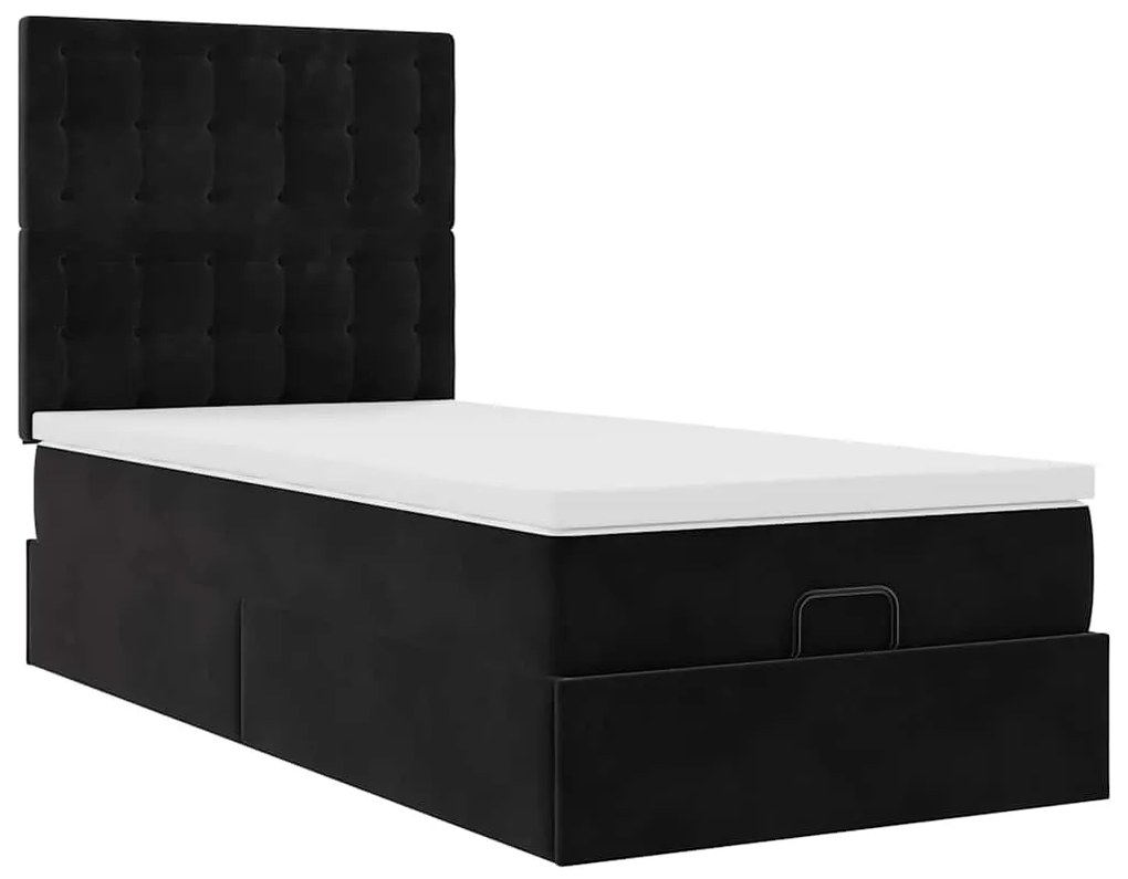 Estrutura de cama otomana vidaXL com colchões preto 100x200cm Veludo