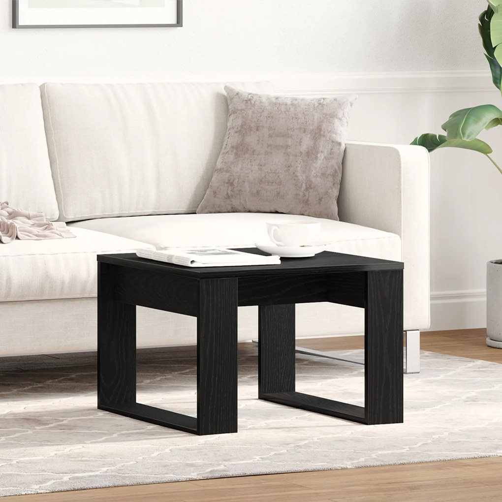 vidaXL Mesa Lateral de Carvalho Preto - 50x50x35 cm, Feita de Madeira Maciça
