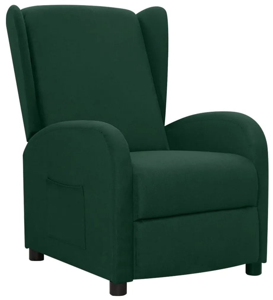 vidaXL Poltrona reclinável tecido verde-escuro
