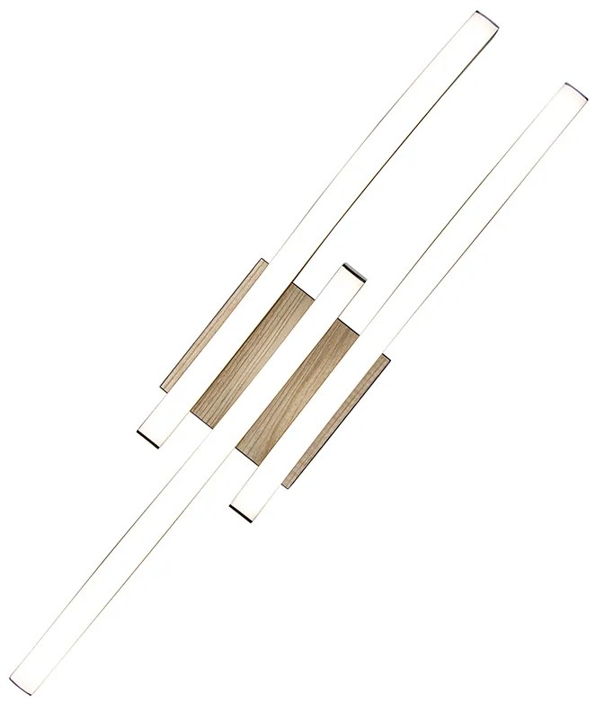 Candeeiro de Teto Design Preto com Madeira incl. LED 3-luzes - Vanesa Design
