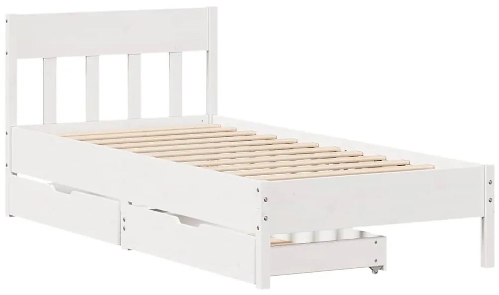 Cama sem colchão 100x200 cm madeira de pinho maciça branco