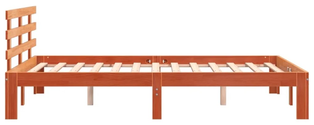 Cama sem colchão 135x190 cm madeira pinho maciça castanho-mel