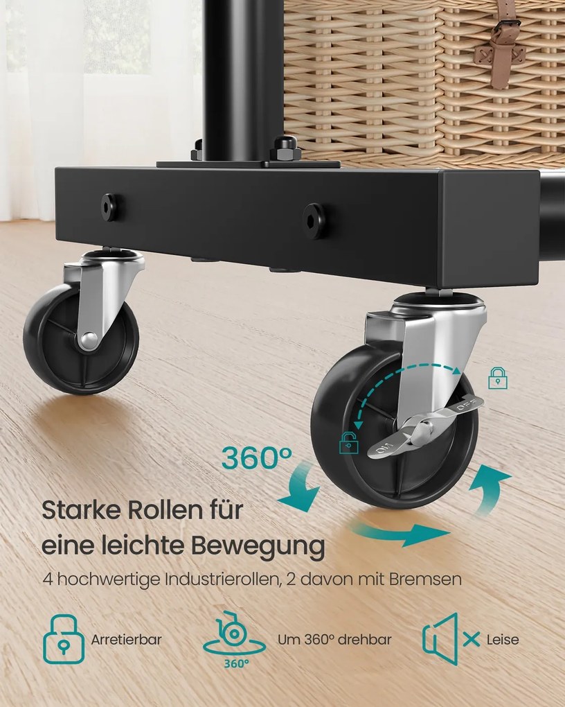 Guarda roupa cabideiro 38 x 110 x 141,5 cm com rodas para arrumação flexível, Preto