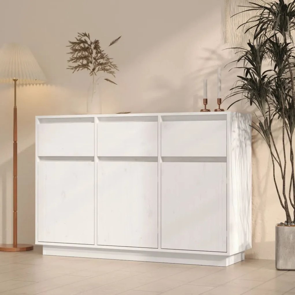 813815 vidaXL Aparador 110x34x75 cm madeira de pinho maciça branco