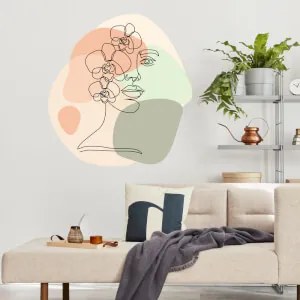 Autocolante de parede - Flores no rosto de uma mulher a cores