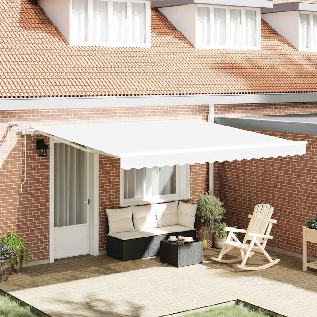 vidaXL Toldo Retrátil Branco 400 × 300 cm Poliéster e Metal