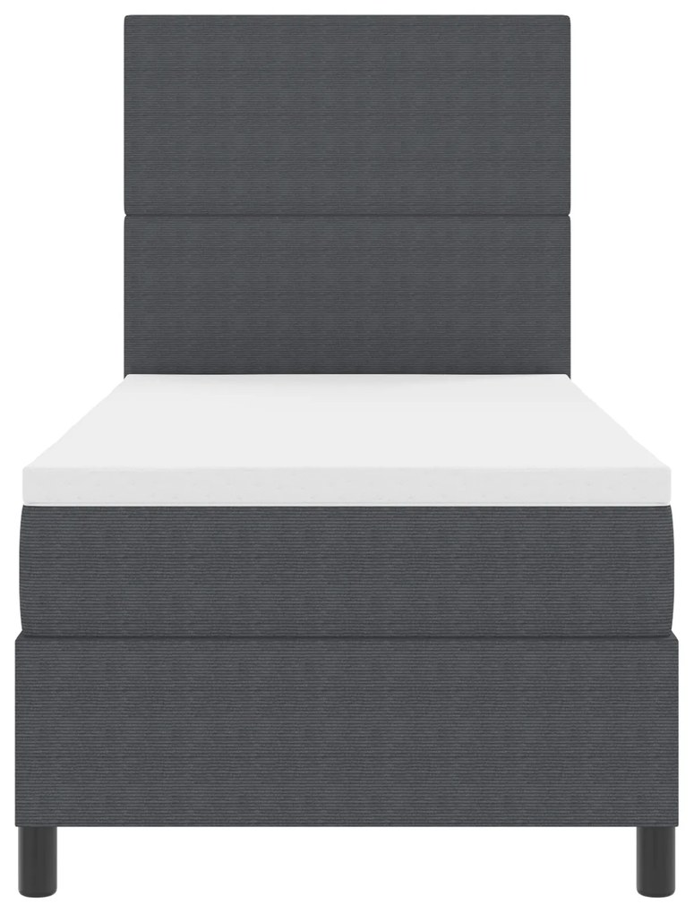 Cama Box Spring com Colchão Cinza Escuro 80x200 cm Tecido de Veludo Co