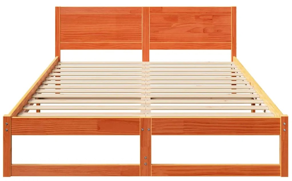 Estrutura de Cama Marrom Encerado Madeira 140 x 200 cm Simples