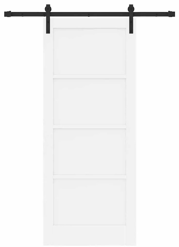 Porta Deslizante com Conjunto de Ferragens Branca 83x202 cm Madeira Só