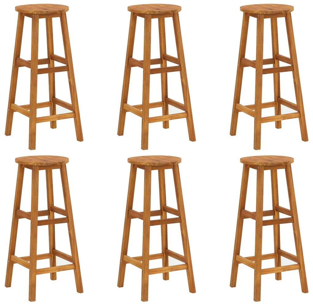 Bancos de bar 6 pcs madeira de acácia maciça