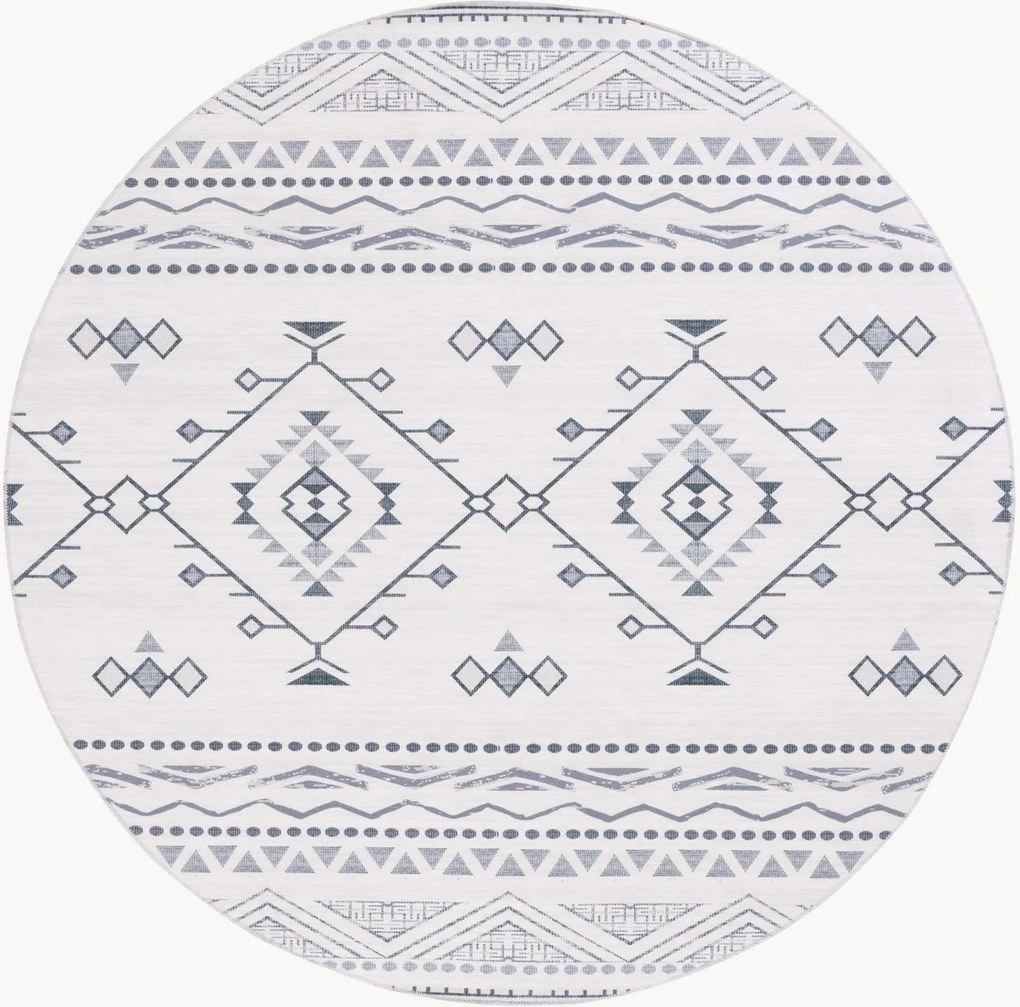 Tapete redondo artesanal de pelo curto Evangeline