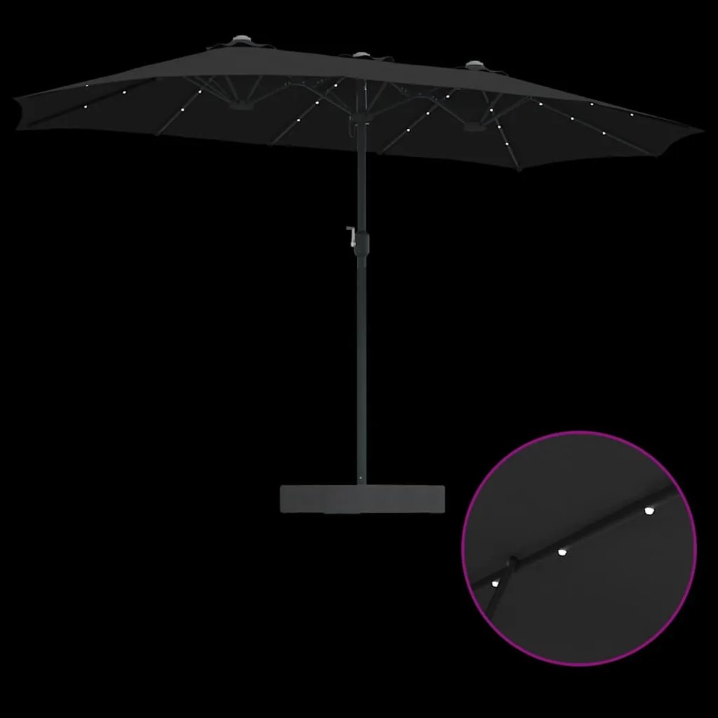 Guarda-sol de Jardim Preto 385 x 209 x 244 cm tecido