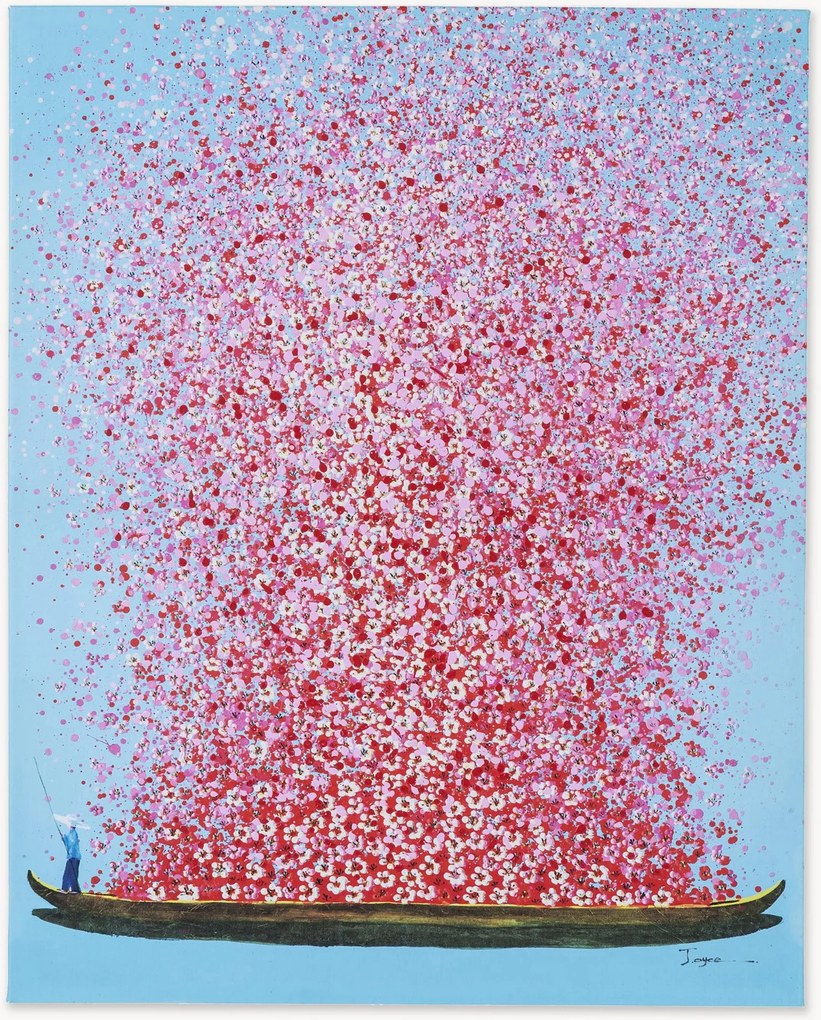 Impressão em tela com acabamento artesanal Flower