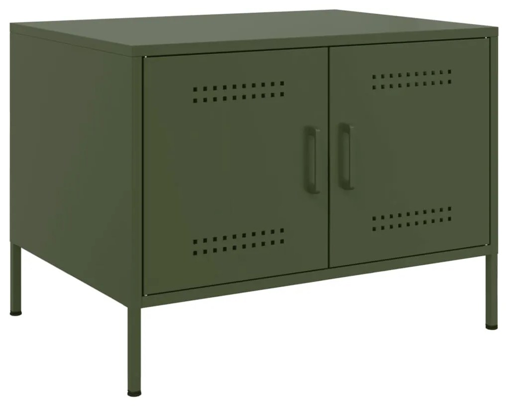 vidaXL Mesa de centro 68x50x50,5 cm aço verde azeitona