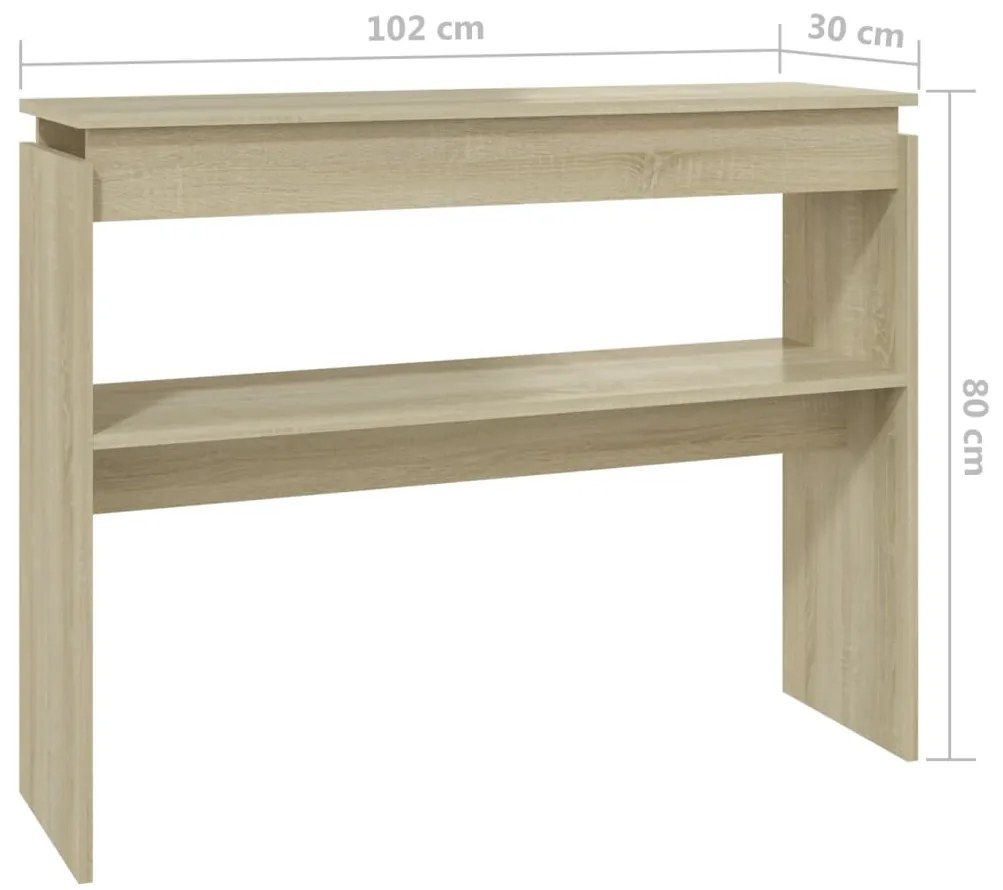 Mesa consola 102x30x80 cm derivados de madeira carvalho sonoma