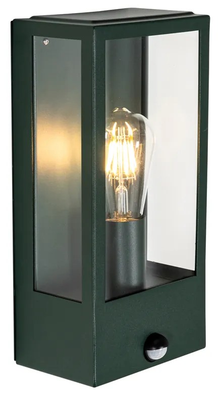 Candeeiro de parede exterior verde escuro com sensor de movimento IP44 - Rotterdam Industrial