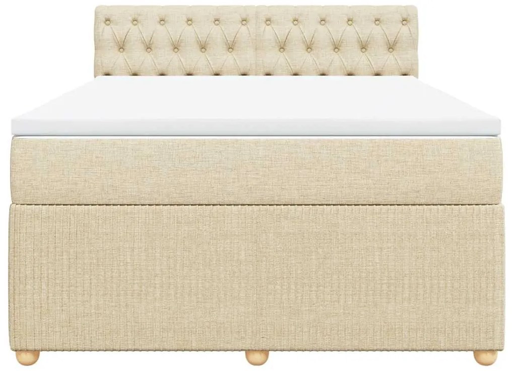 Cama com molas/colchão 140x200 cm tecido cor creme