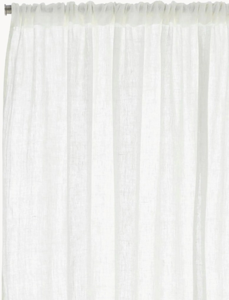 Cortinas semitransparentes multi-banda em linho Kara, conjunto de 2, L 145 cm
