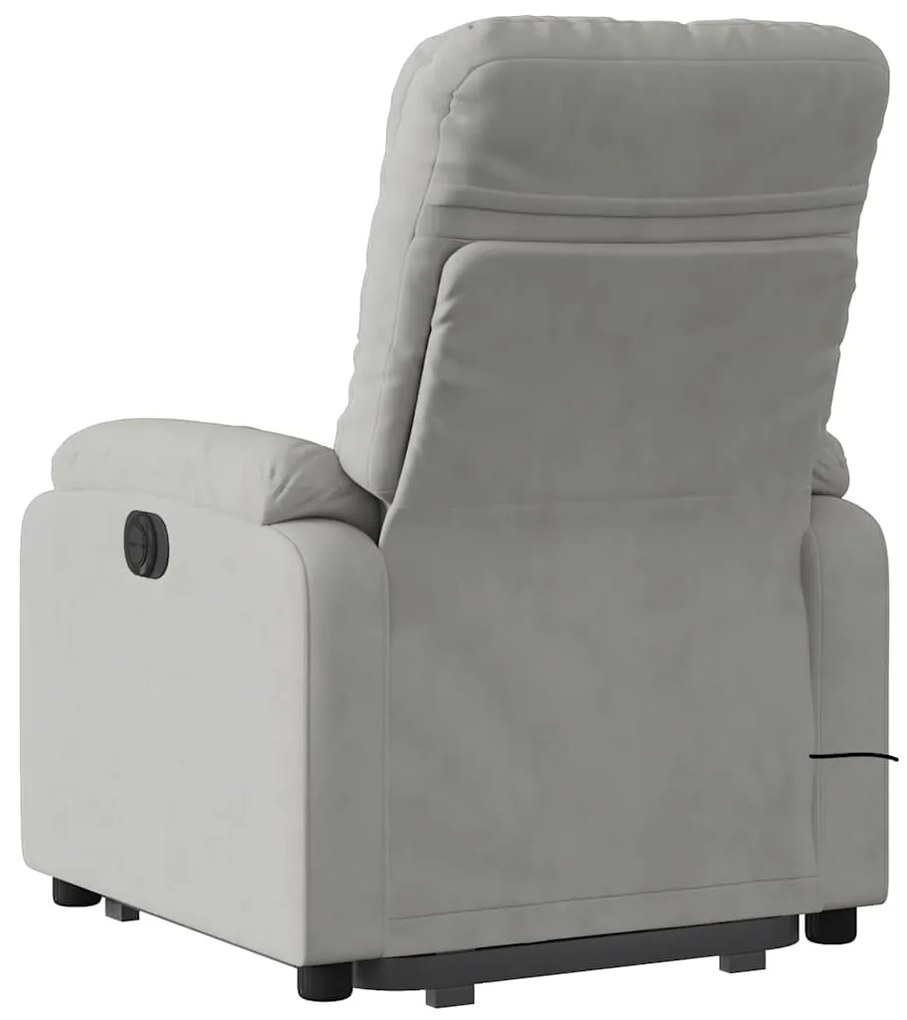 Poltrona massagens reclinável elevatória microfibra cinza-claro