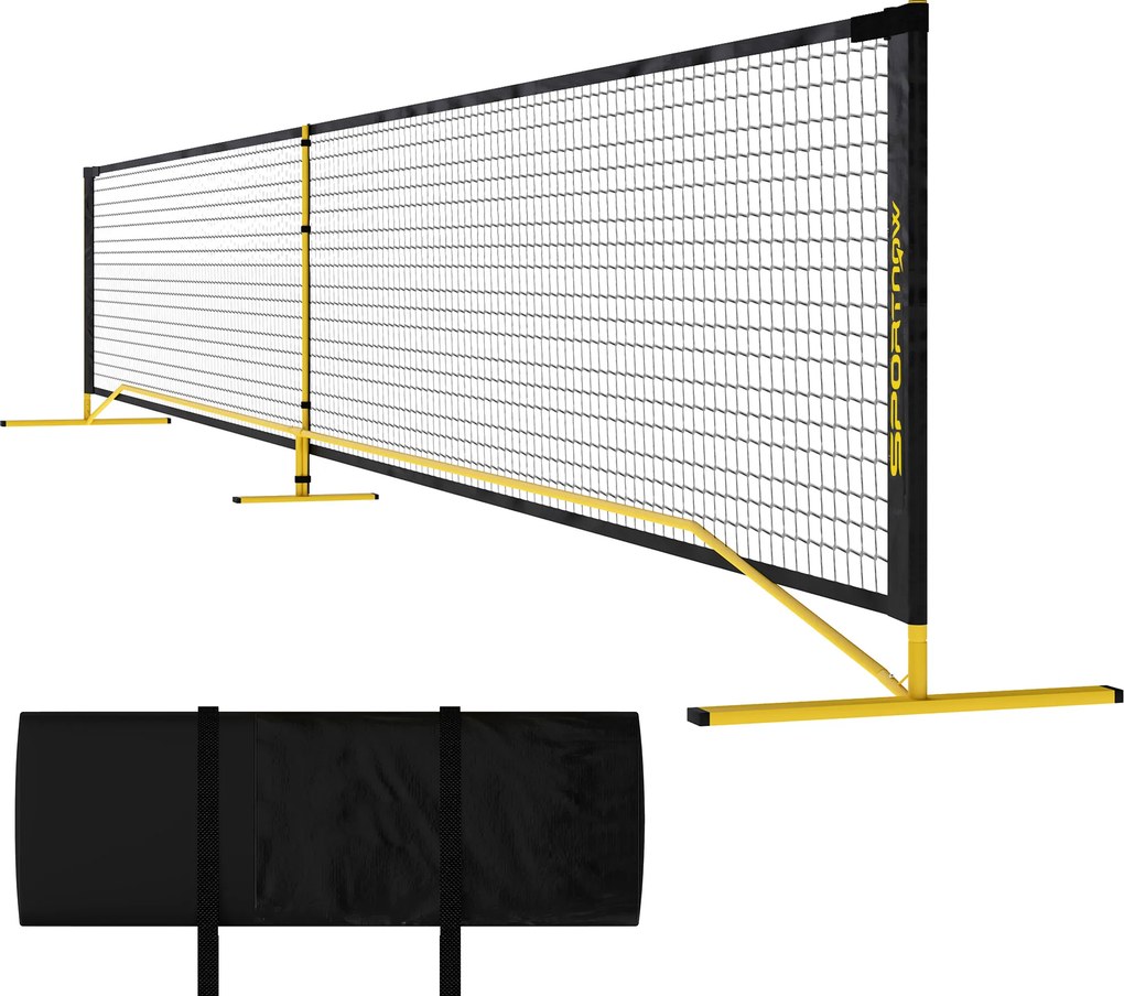 SPORTNOW Rede de Pickleball, portátil, estrutura metálica, rede de tecido, com bolsa, Amarelo | Aosom Portugal
